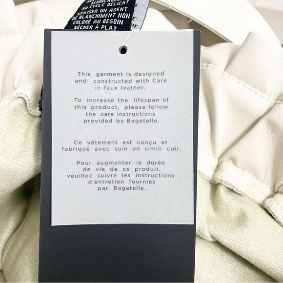 NWT Bagatelle Faux Leather Pants in Natural Cream Size Small Tie Waist Neutral - Picture 13 of 15